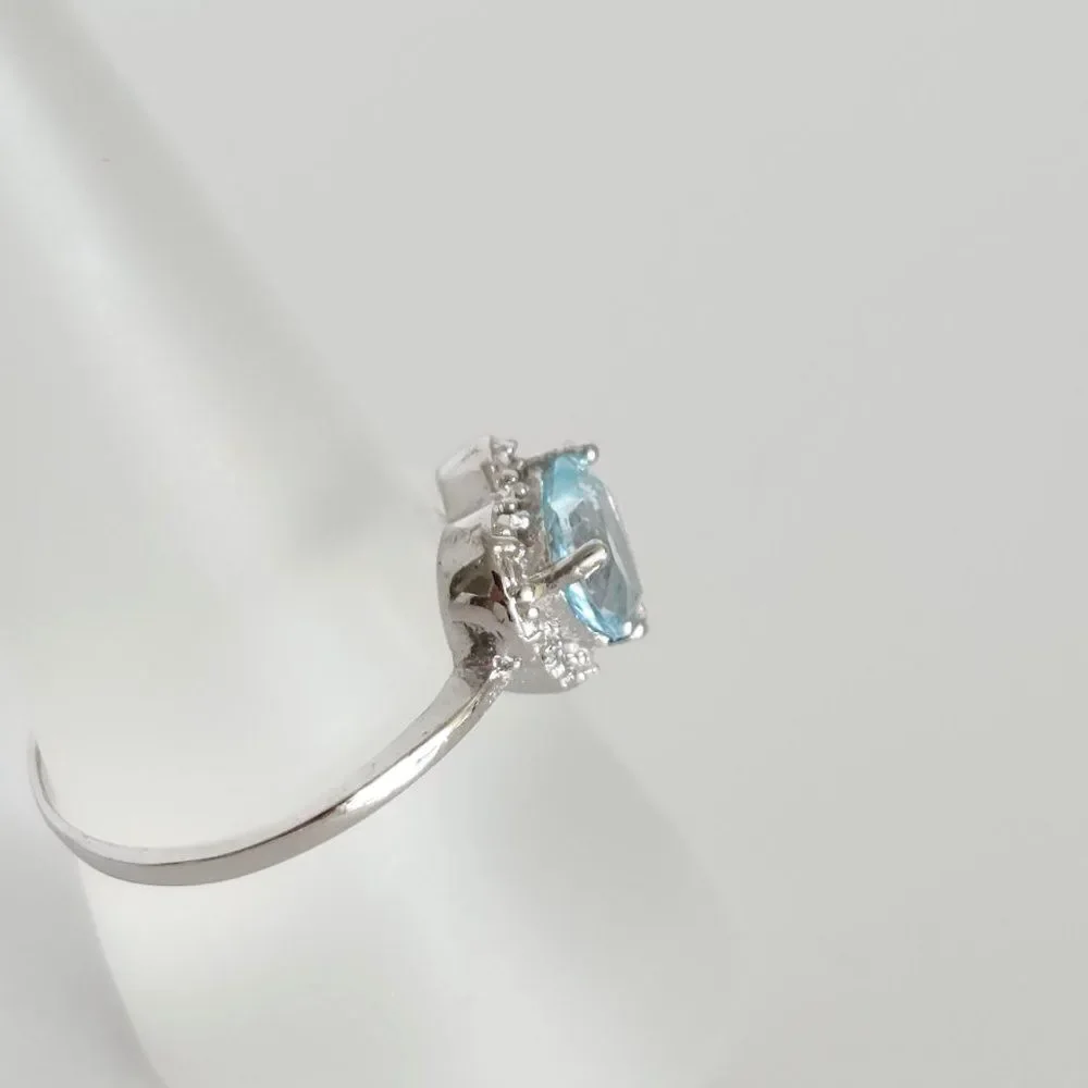 Blue Topaz Heart Ring 1 Carat Size 6.75